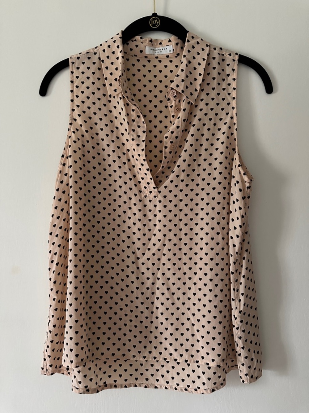 Equipment Blush Pink Heart-Print Sleeveless V-Neck Cami